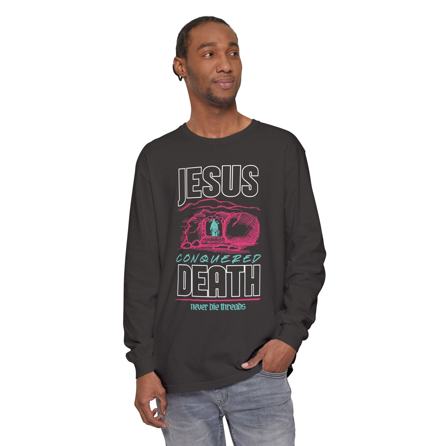 Jesus Conquered Death | Comfort Colors | Unisex Long Sleeve Tee