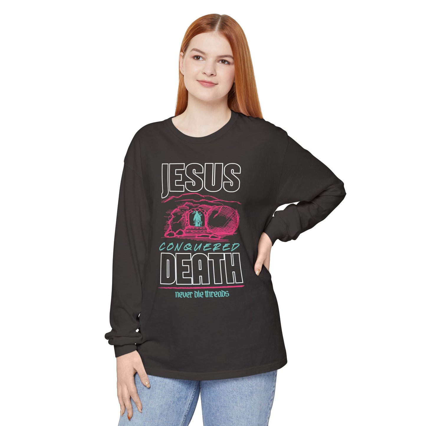 Jesus Conquered Death | Comfort Colors | Unisex Long Sleeve Tee