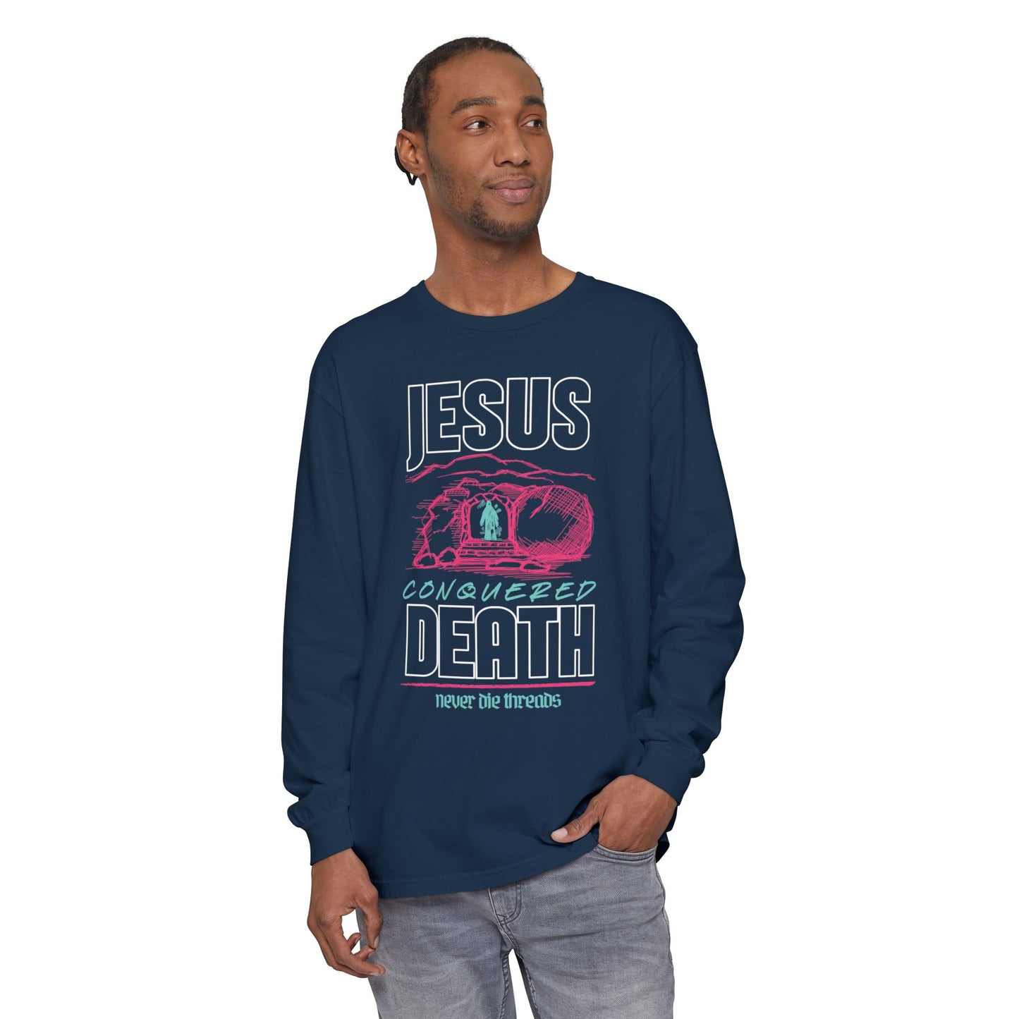 Jesus Conquered Death | Comfort Colors | Unisex Long Sleeve Tee