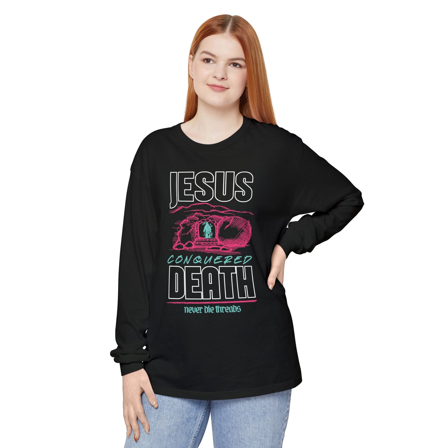 Jesus Conquered Death | Comfort Colors | Unisex Long Sleeve Tee