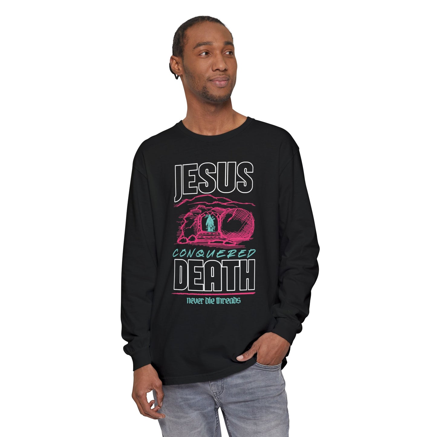Jesus Conquered Death | Comfort Colors | Unisex Long Sleeve Tee